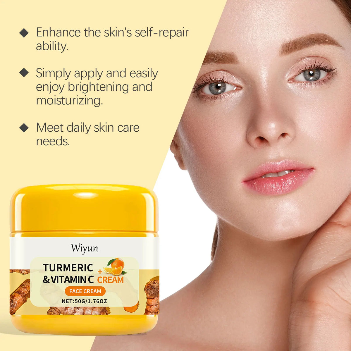 Turmeric Brightening Cream Fade Dark Spots Remove Pigmentation Smooth Fine Lines Lightening Lifting Moisturizing VC Faci