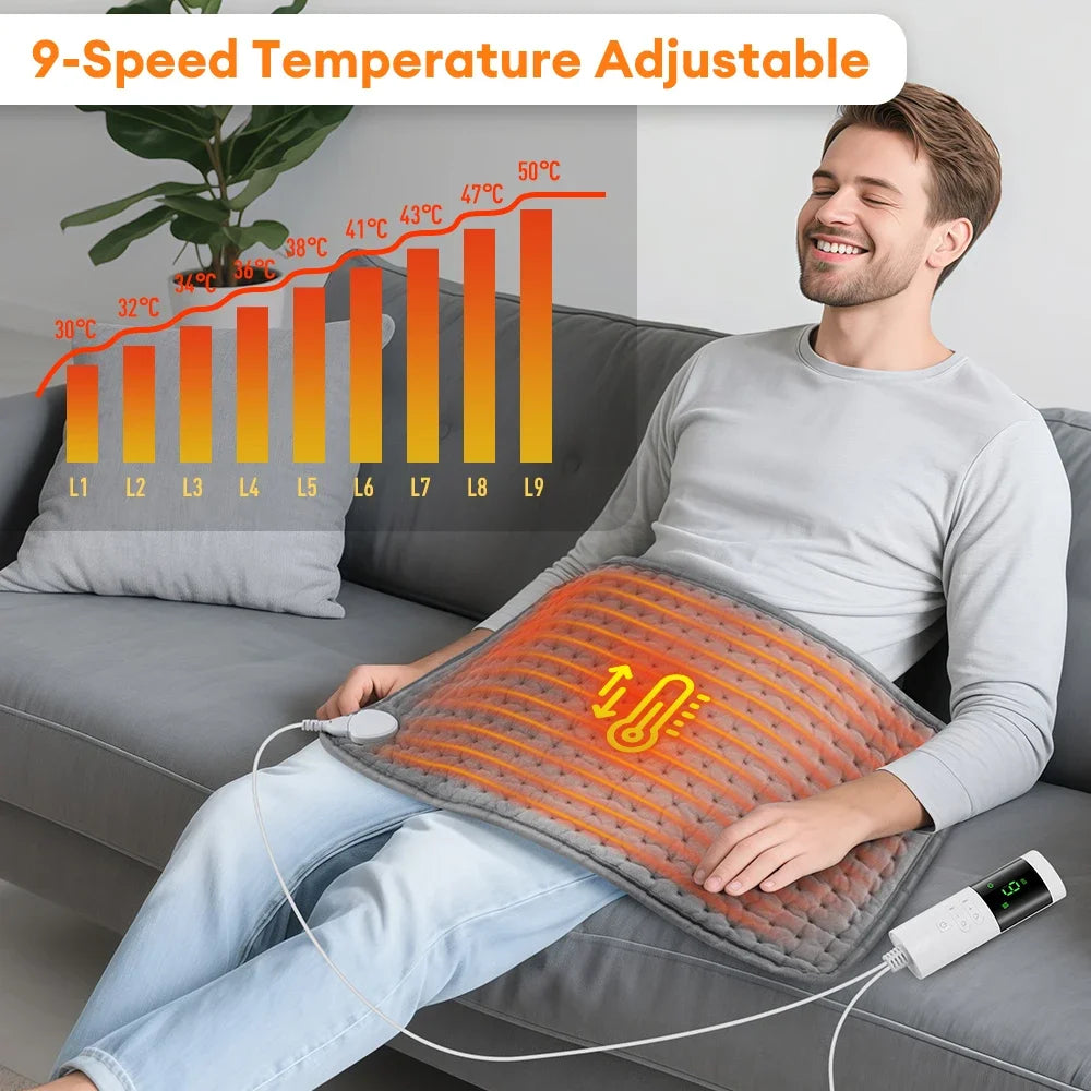 Electric Heating Pad Pet Heat Mat with 9 Levels Constant Temp 4 Mode Timer Body Warming Thermal Mat for Abdomen Hand The