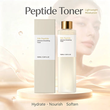 Peptide Toner for Dry Rough Skin Minimize Pores Brighten Dull Uneven Tone Fade Yellow Skin Hydrating Silk Facial Toner 100ml