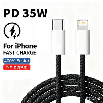 1m 2mPD Braided 35W Fast Charge Cable For iPhone 13 14 Pro Max 11 12 mini X XR XS Max 7 8 Plus Quick Charging USB-C Data Cables