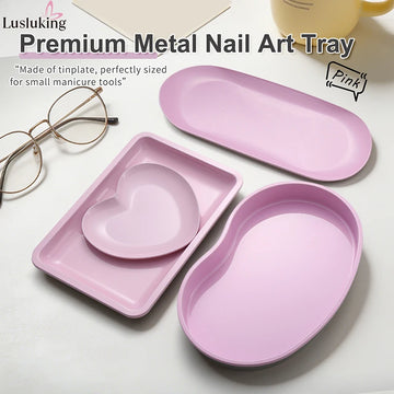 Premium Tinplate Nail Art Tray Multi Shape Nail Tool Organizer Storage Tray for Manicure Supplies Finely Polished for Nail Salon