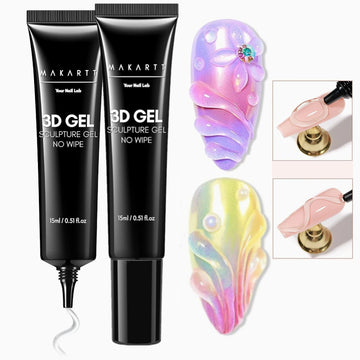 Makartt 3D Gel - Nail Art Sculpting Gel Nail Glue 15g No Wipe Clear Gel Polish for Nail Designs DIY Nail Art Drawing, Molding