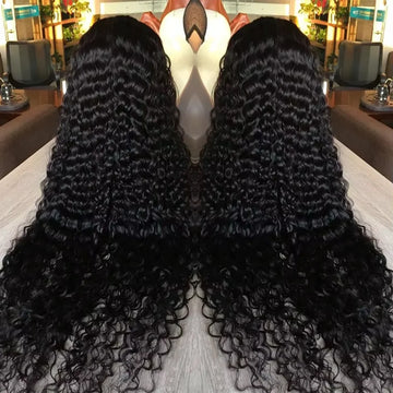 13x6 Glueless 250 Density Brazilian Deep Wave Curly HD Lace Frontal Human Hair Wig For Women Preplucked Best Hair Water Wig