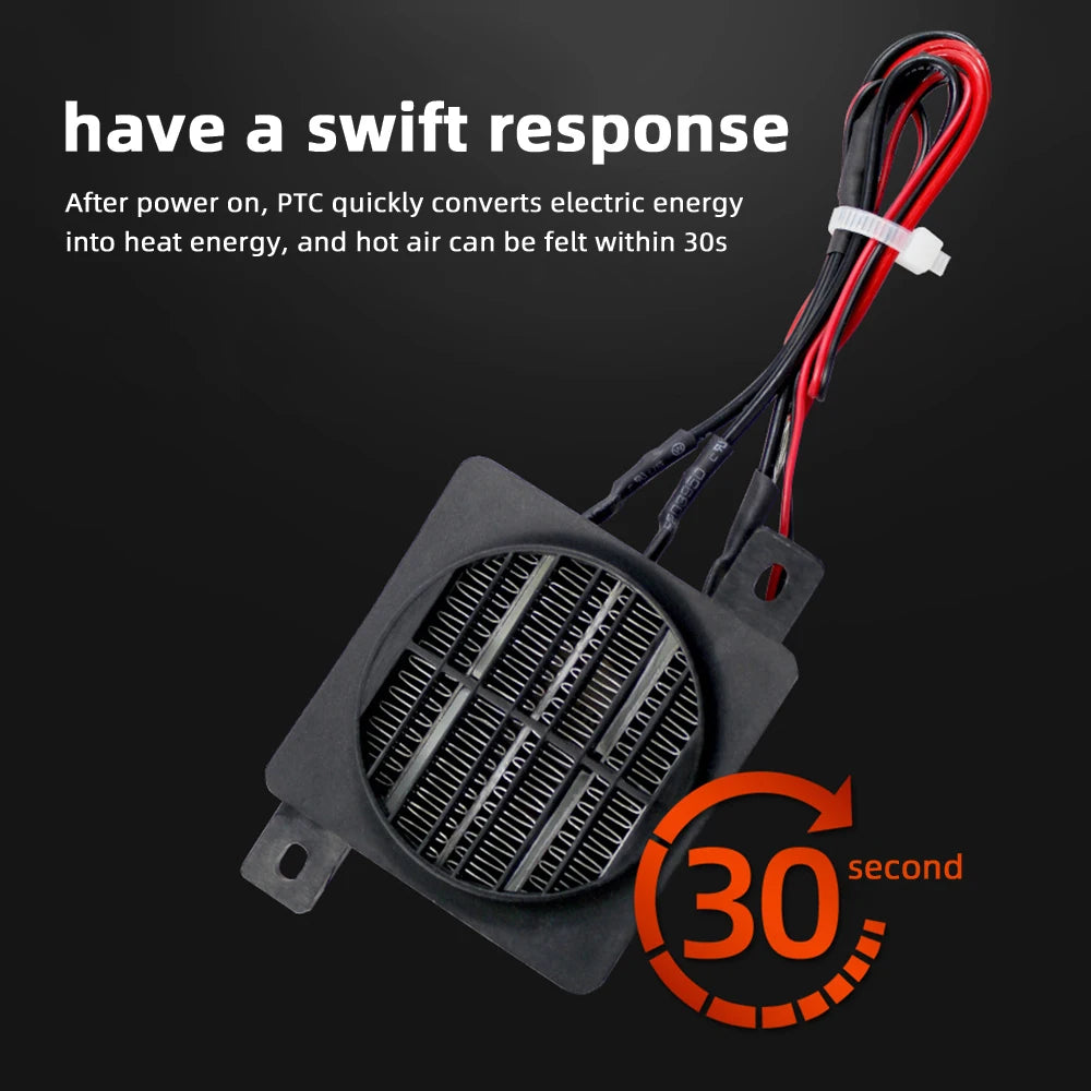 Constant-Temperature Air Heater, PTC Heating Element, 12V 120W, 100W, 24V 200W Ceramic Heater with Heat-Conducting Fan