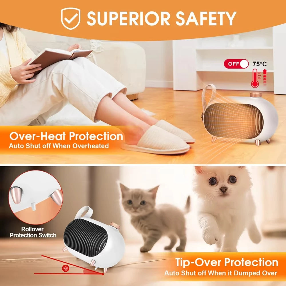 Portable Electric Heater for Home Use Specially Designed for Winter Bedroom Heating Built in Overheat Protection Instant