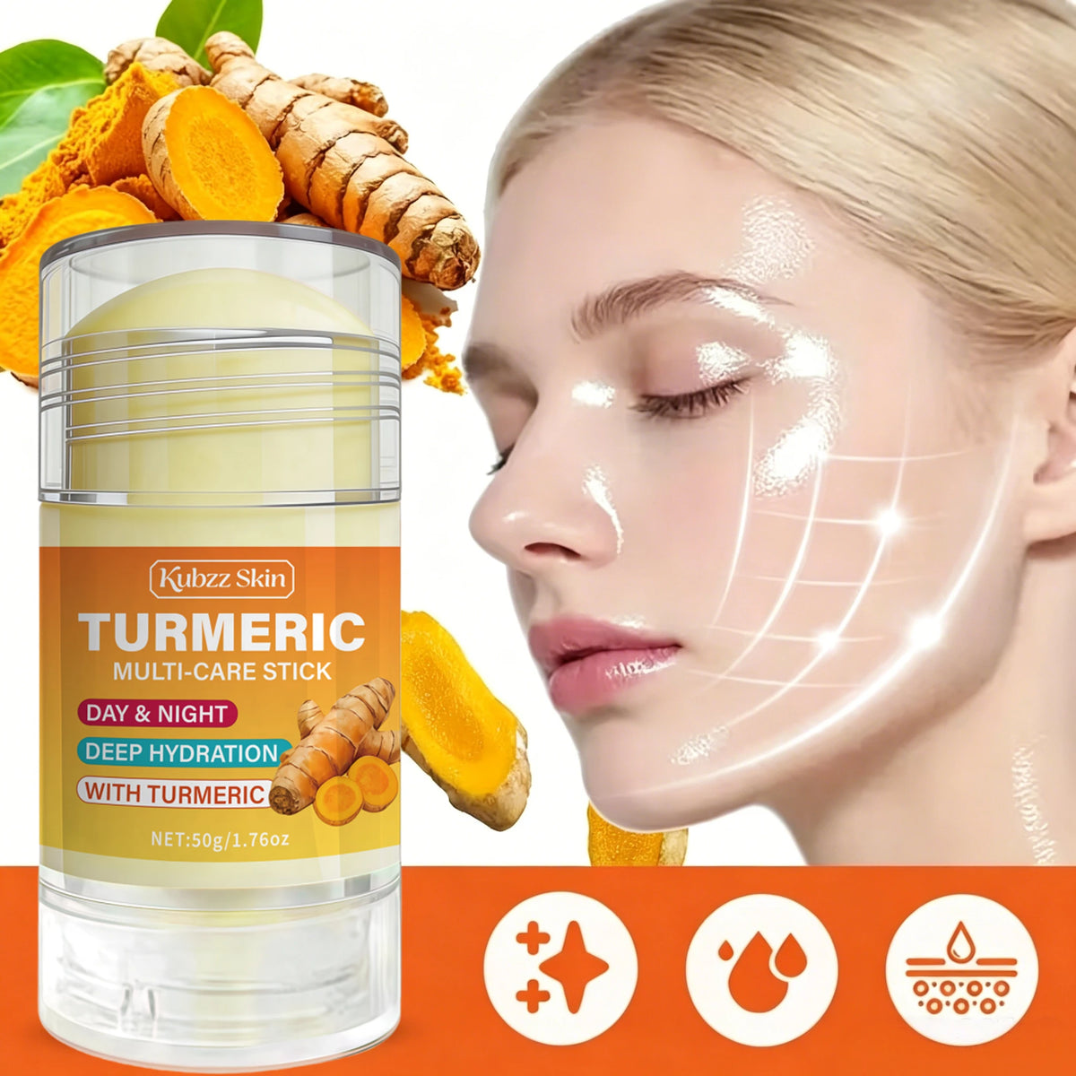 Instant Lift And Firming, Turmorie Facial And Neck Lift Gel Stick, Wrinkles Appear Reduced,