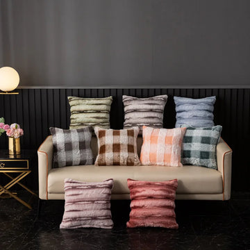 Plush Geometric Striped Cushion Covers For Home Sofa Bed Throw Pillow Covers Living Room Decorative