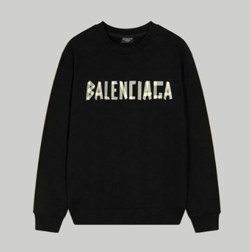 Balenciaga Lettered Crew Neck Sweatshirt with Tape-Panel Design