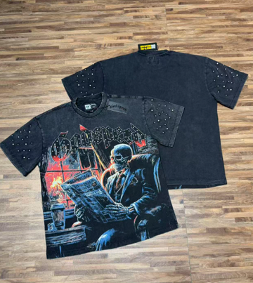 Godspeed American rock street style washed retro short-sleeved T-shirt