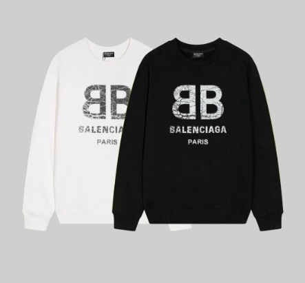 Balenciaga's new double B distressed letter print crewneck sweatshirt