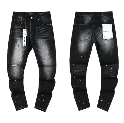 Black Washed Slim Denim Jeans with Light Paint Splatter and Distressing