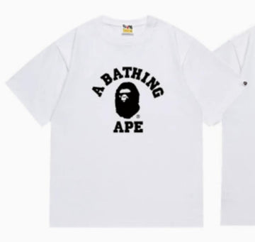 White BAPE T-Shirt with "A BATHING APE" College Logo