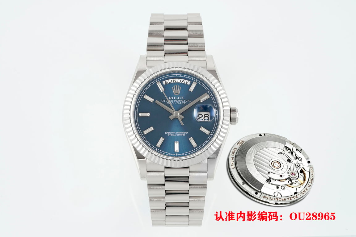 Rolex Day-Date Blue Dial White Gold President Bracelet
