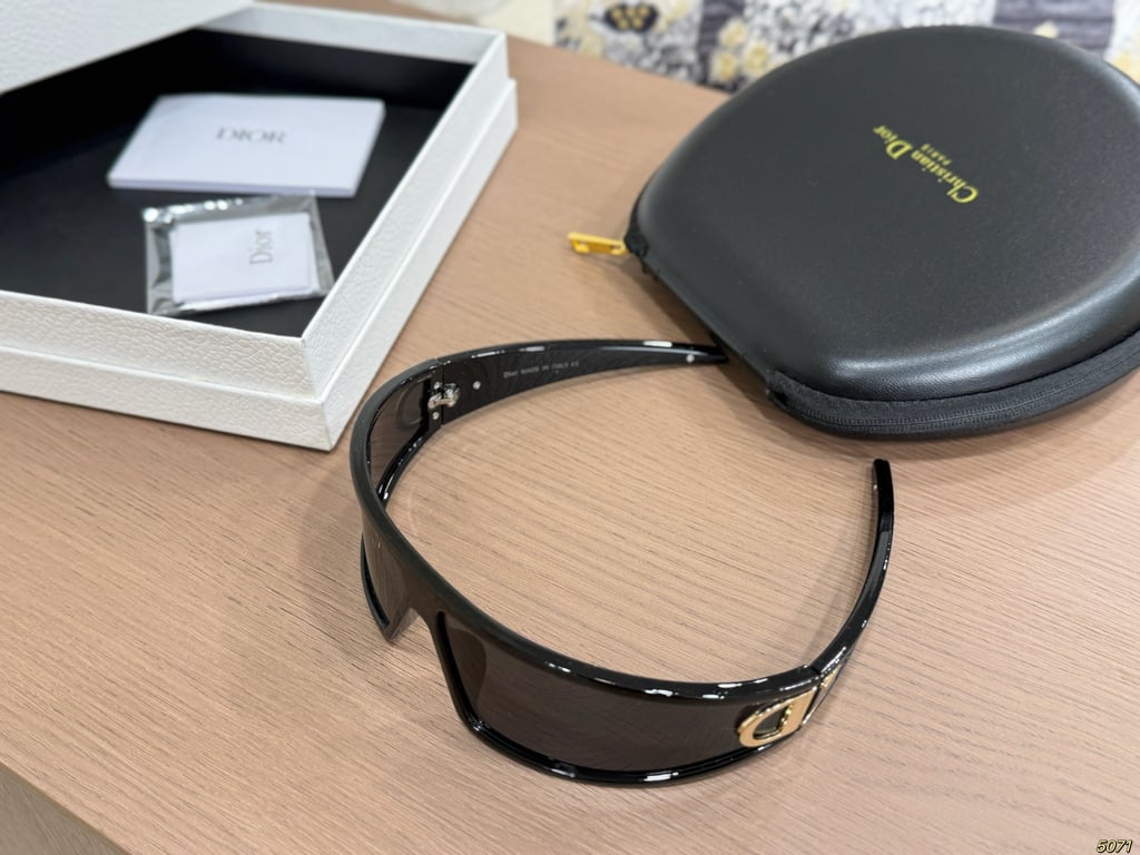 Dior Black Shield Sunglasses with Gold CD Logo