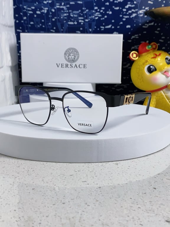 Versace Black and Gold Square Optical Glasses with Medusa Temples
