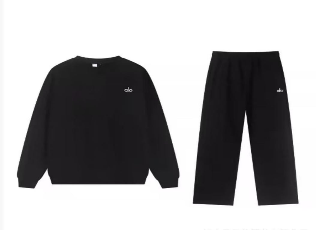ALO Black Crew Neck Straight Fit Suit