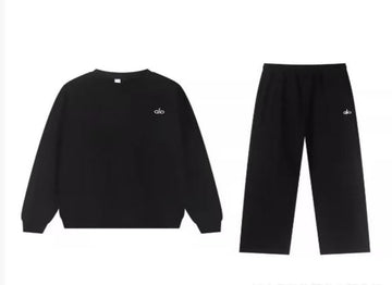 ALO Black Crew Neck Straight Fit Suit
