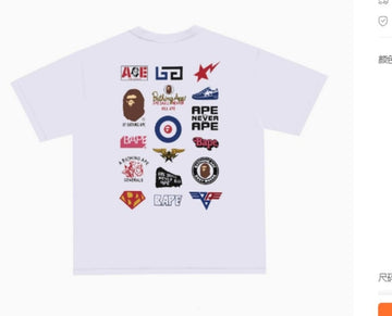 White BAPE Multi-Logo Print T-Shirt