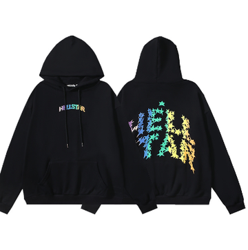 Hellstar Casual Terry Cloth High Street Retro Hooded Sweatshirt