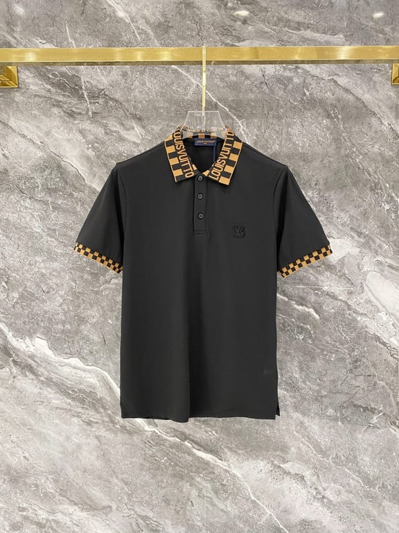 Louis Vuitton Slim Fit M-XXXL 2026 Spring/Summer Newest Jacquard Neckline PLO Short Sleeve