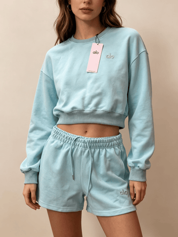 Women's ALO Short Crew Neck Suit (Sky Blue)