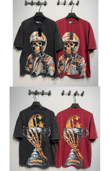 Godspeed American rock street style washed retro short-sleeved T-shirt