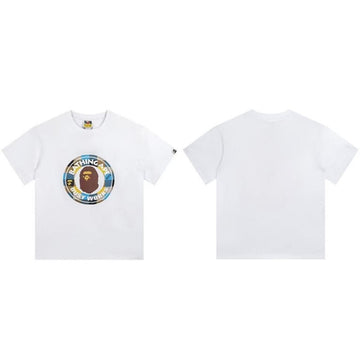 White BAPE "Busy Works" Plaid Logo T-Shirt