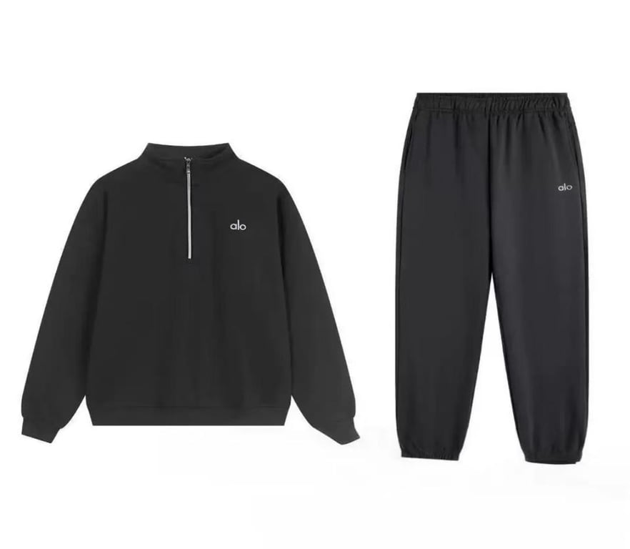ALO Dark Gray Half-Zip Jogger Suit