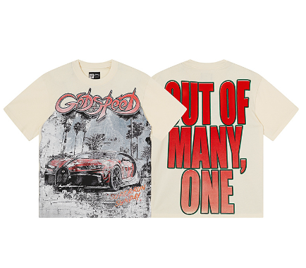 Godspeed American Trendy Rock Street Retro Loose Printed Pure Cotton Short-Sleeve T-Shirt