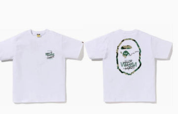 White BAPE "World Gone Mad" Logo T-Shirt (Front & Back)