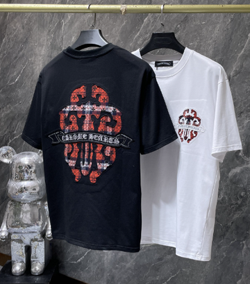 Chrome Hearts Plaid Pattern Cross Tee