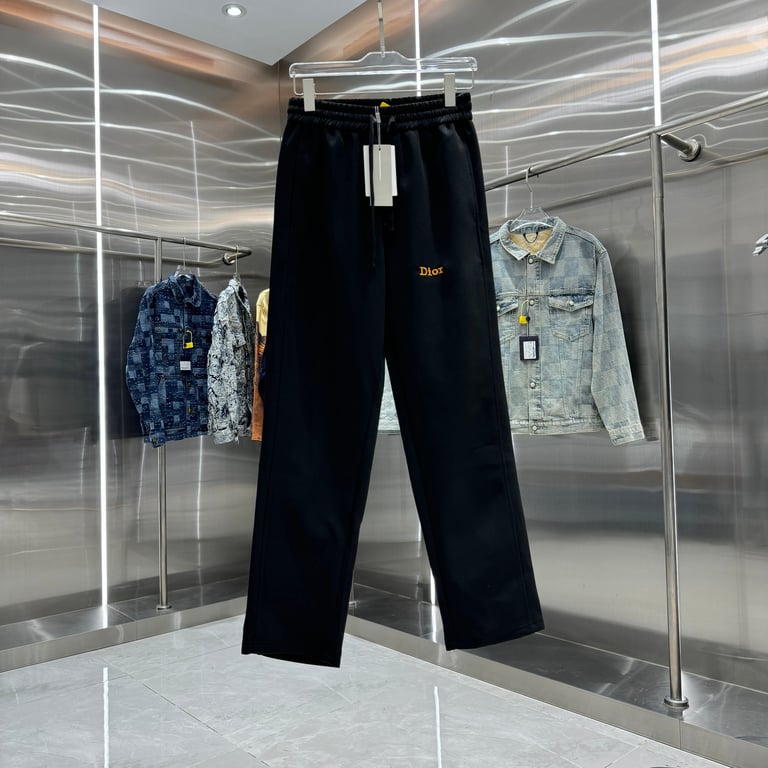 Dior Black Logo-Embroidered Straight-Leg Sweatpants