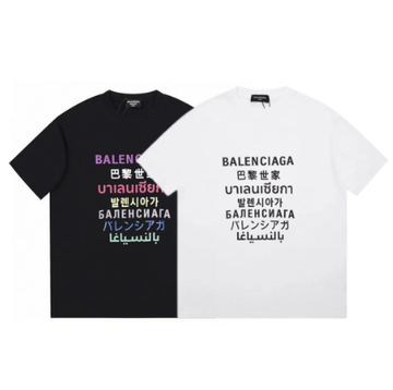 Balenciaga Seven Language Print Short-Sleeve T-Shirt