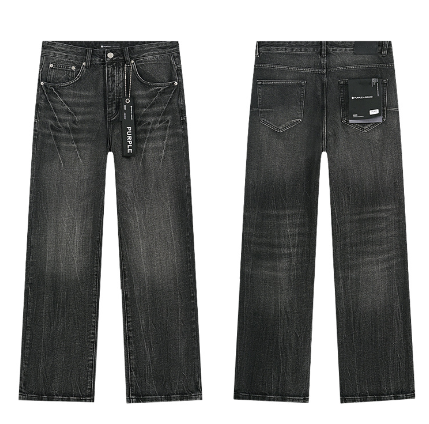 Black Washed Wide-Leg Denim Jeans with Chevron Fading