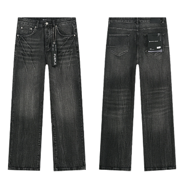 Black Washed Wide-Leg Denim Jeans with Chevron Fading