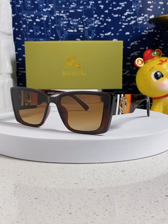 Burberry Brown Square Sunglasses with TB Logo Temples
