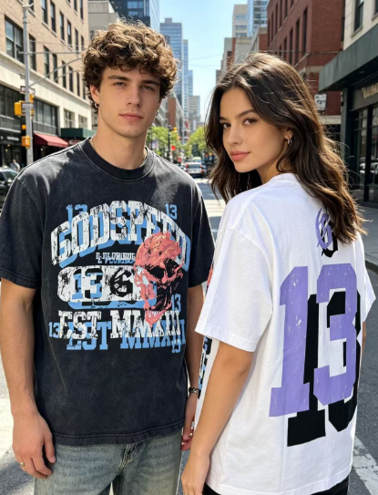 Godspeed American rock street style washed retro short-sleeved T-shirt