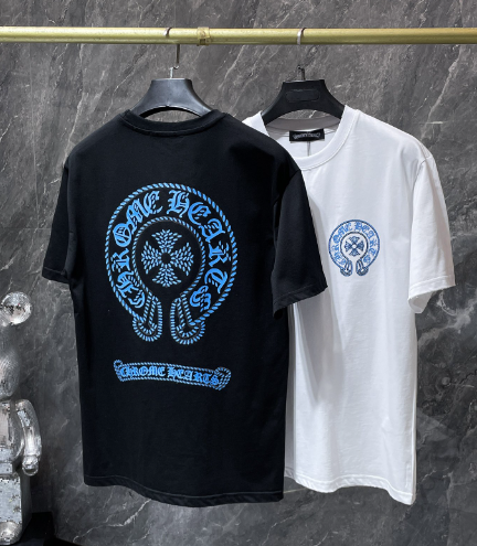 Chrome Hearts Blue Embroidered Horseshoe Tee