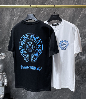 Chrome Hearts Blue Embroidered Horseshoe Tee