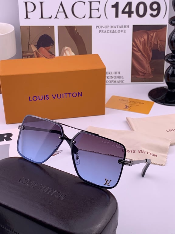 LV Rimless Aviator Sunglasses (Blue-Gradient)