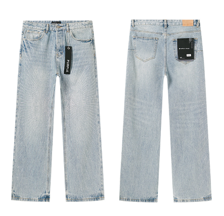 Light Blue Washed Wide-Leg Denim Jeans with Sunburst Rhinestone Pattern