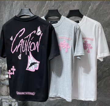 Chrome Hearts "Caution" Pink Graffiti Tee