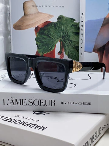 LV Lock Square Sunglasses (Black/Gold)