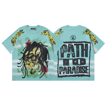 Hellstar Washed Retro Trendy Print Short-Sleeve T-Shirt