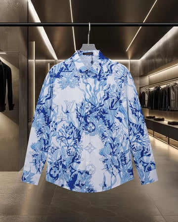 Louis Vuitton Coral Seaweed Monogram All-over Logo Long-Sleeve Shirt