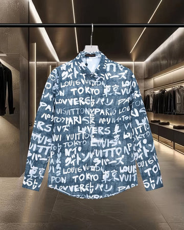 Louis Vuitton 1v x nigo Tokyo Limited Graffiti Logo Digital Print Long-Sleeve Shirt