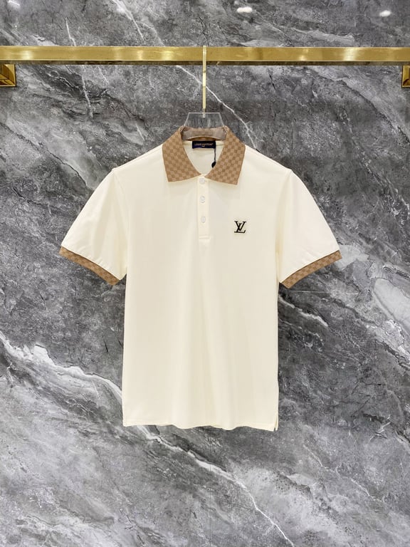 Louis Vuitton Slim Fit M-XXXL 2026 Spring/Summer Newest Jacquard Neckline PLO Short Sleeve