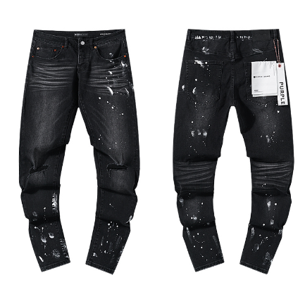 Black Washed Slim Denim Jeans with Heavy White Paint Splatter and Distressing
