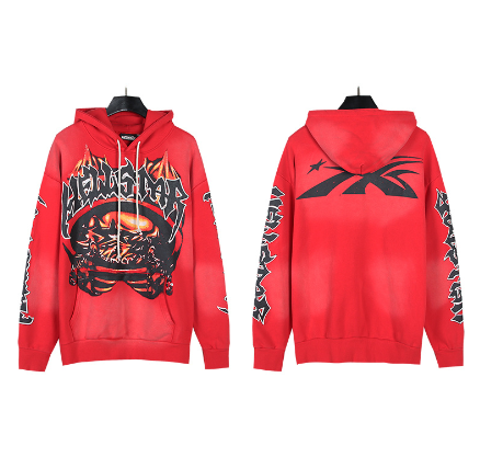 Hellstar Distressed Terry Cloth High Street Retro Hooded Sweatshirt