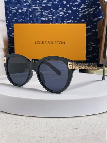 LV Monogram Round Sunglasses (Black/Gold)